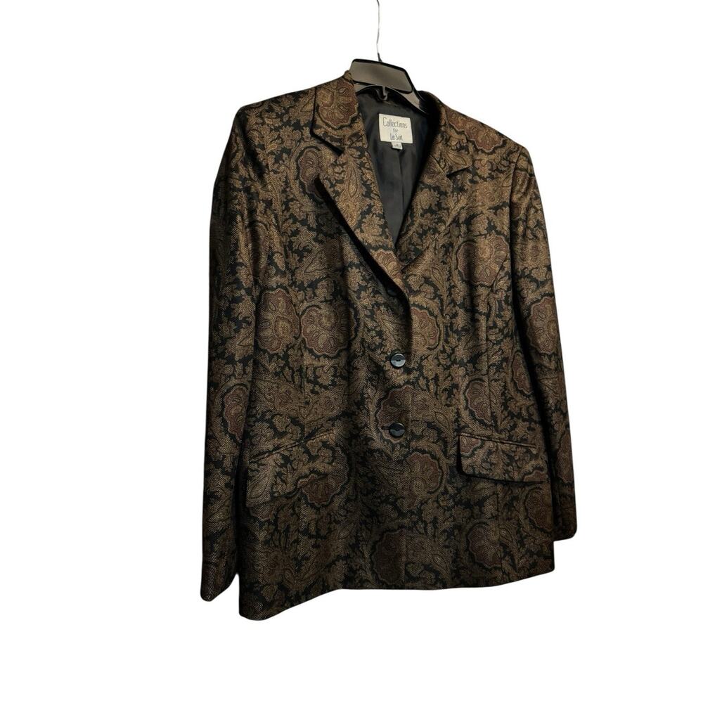 Collections For Le Suit Brown Paisley Blazer Jacket 3 Buttons Size 18 Vintage